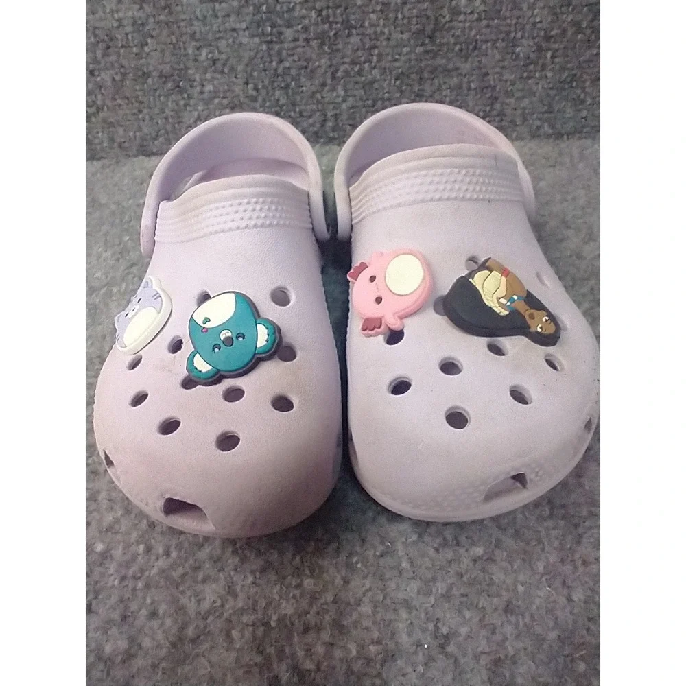 Crocs Kids Classic Clog Lavender Purple Character Charms C10 Slip On Shoes